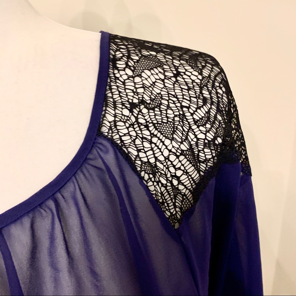 Lush sheer purple top with 3/4 dolman sleeves - Picture 4 of 6